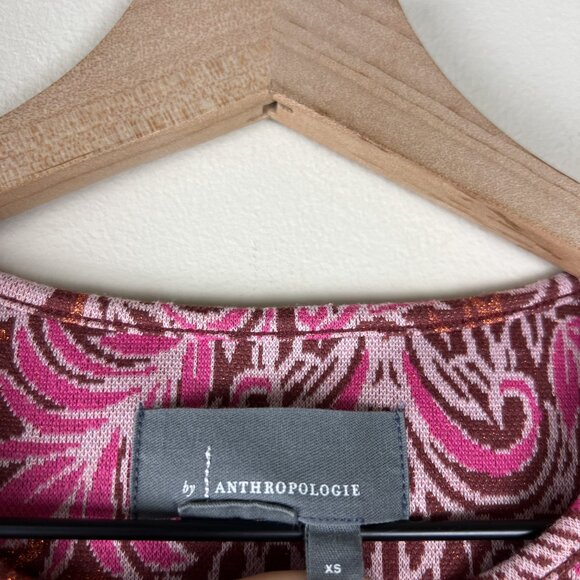 By Anthropologie Pink Demeter Paisley Short Sleeve Tee - Picture 4 of 6